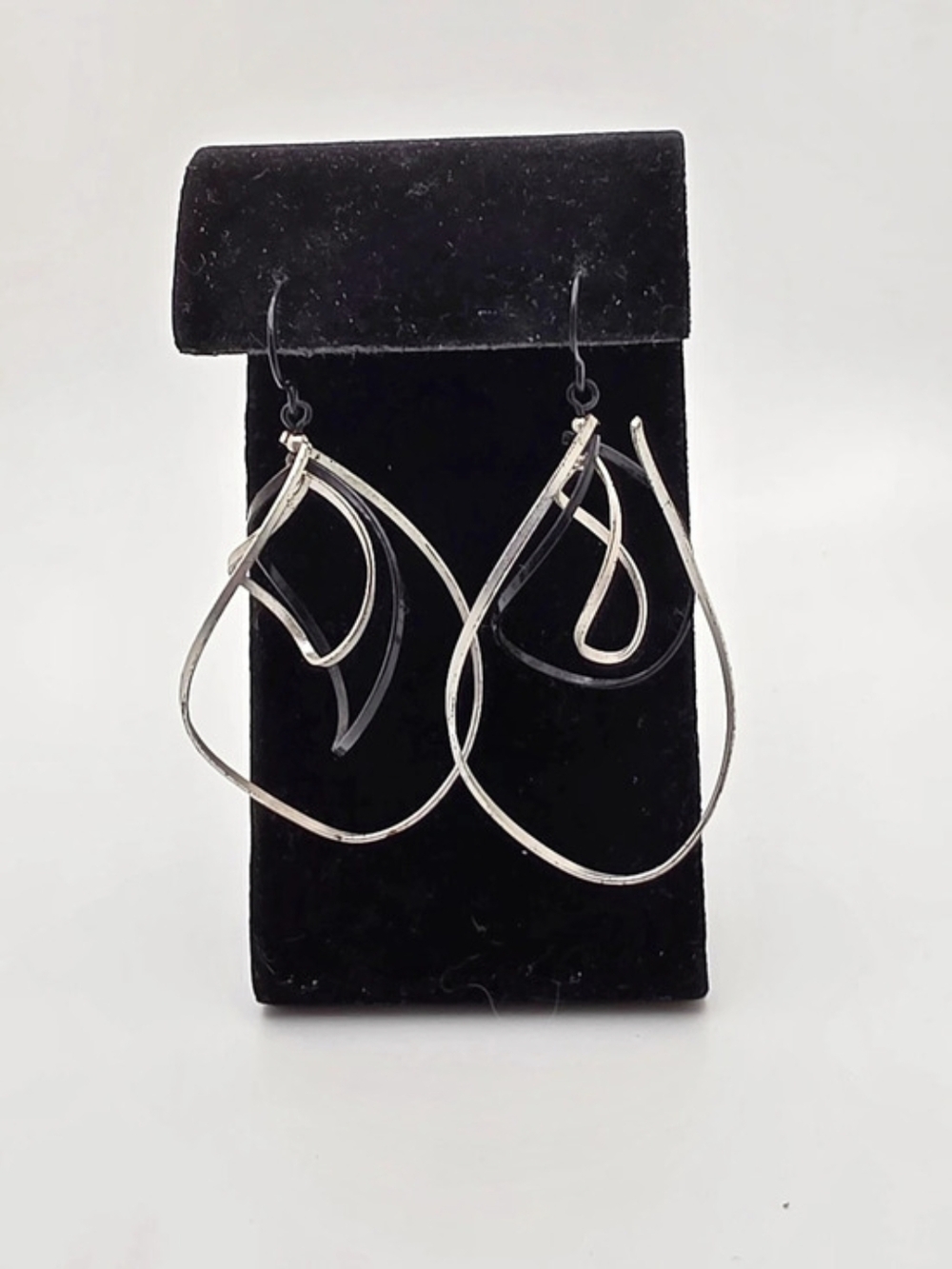 Silver And Black Loop Drop Earrings